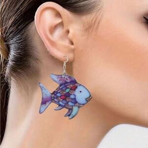 Rainbow Fish Earrings, Rainbow Fish Book Earrings, Rainbow Earrings
